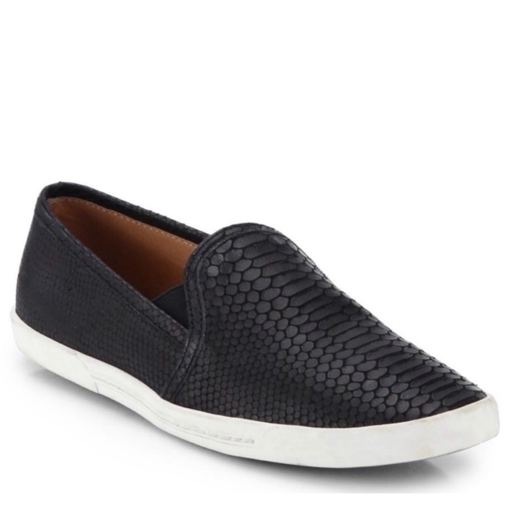 Joie Kidmore Snake Embossed Sneakers Slip On Black